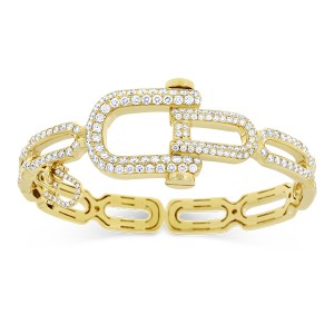 18K Diamond Link Cuff Bracelet